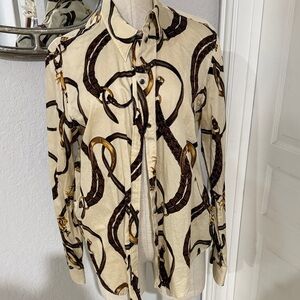 Ralph Lauren equestrian belt button down blouse